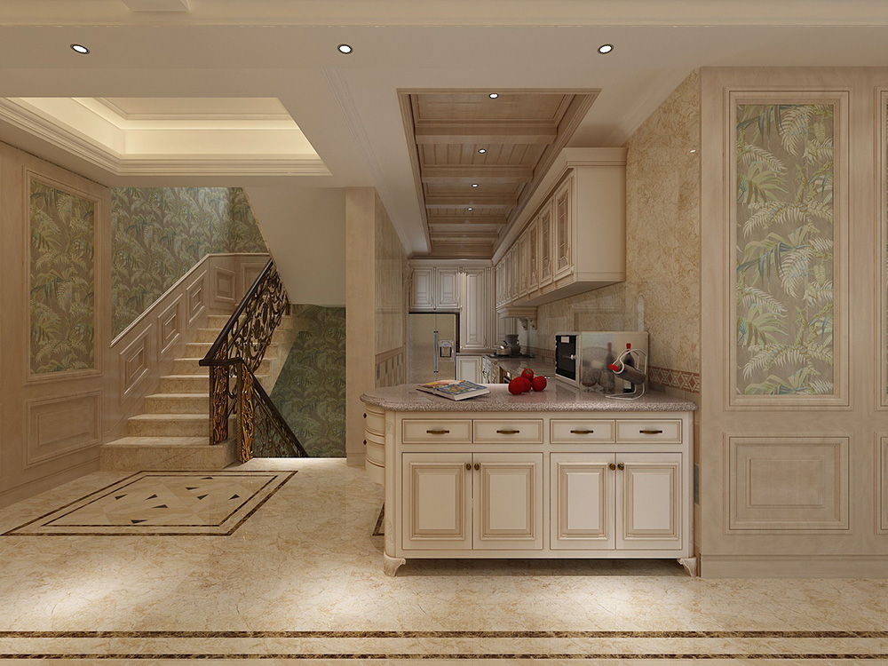 欧式风格别墅装修设计效果图-美的御海东郡别墅460平米-别墅楼梯装修设计