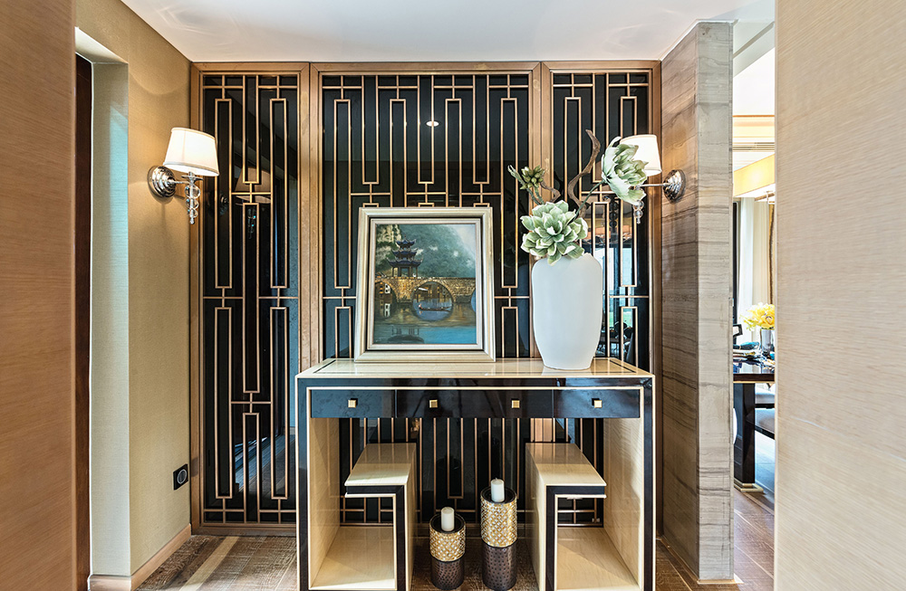 新中式风格室内装修设计效果图-恒大西江天悦平层195平米-室内装修设计玄关 新中式风格室内装修设计效果图-恒大西江天悦平层195平米-室内装修设计玄关