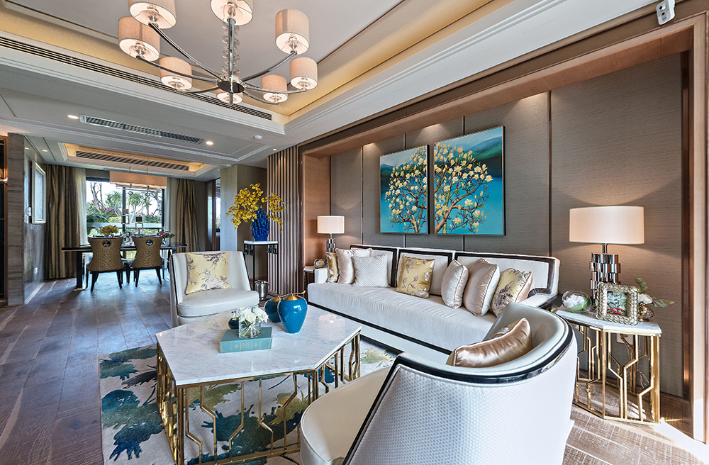 新中式风格室内装修设计效果图-恒大西江天悦平层195平米-室内装修设计客厅 新中式风格室内装修设计效果图-恒大西江天悦平层195平米-室内装修设计客厅