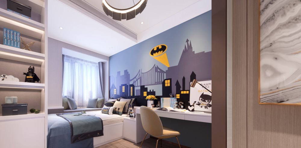 轻奢风格室内家装案例效果图-男孩房 轻奢风格室内家装案例效果图-男孩房